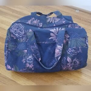Maurices Navy Blue and Pink Floral Denim Duffel Bag 🌺